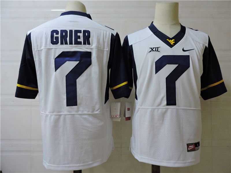 Men West Virginia Mountaineers #7 Grier White Elite Nike 2025 NCAA Jersey->ncaa teams->NCAA Jersey